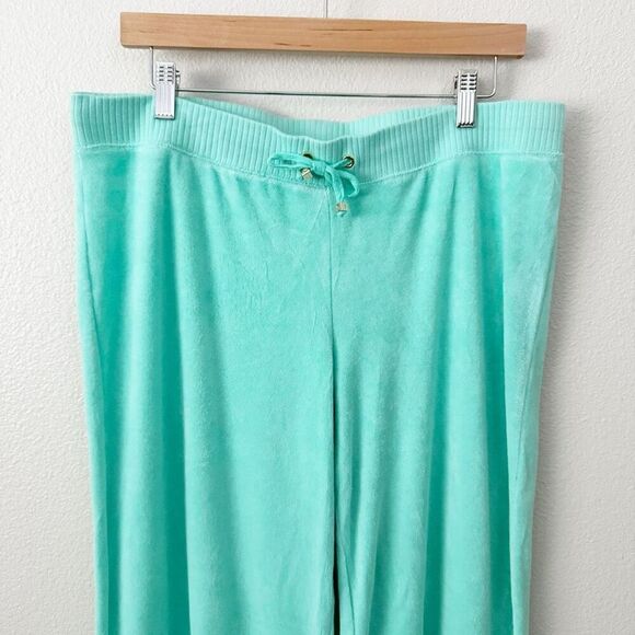 PLUSH & LUSH x VICTORIA'S SECRET | Turquoise Terry Y2K Pants Wide Leg | Large - Picture 2 of 8